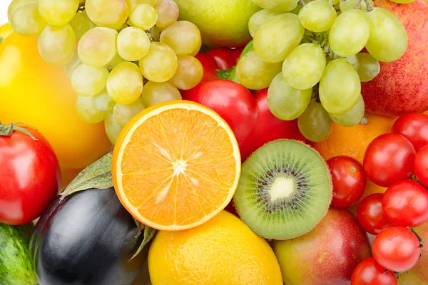 Krásné pozadí souboru zeleniny a ovoce. — Stock fotografie