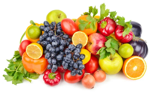 Фрукты Овощи Изолированы Белом Фоне Здоровое Питание — стоковое фото