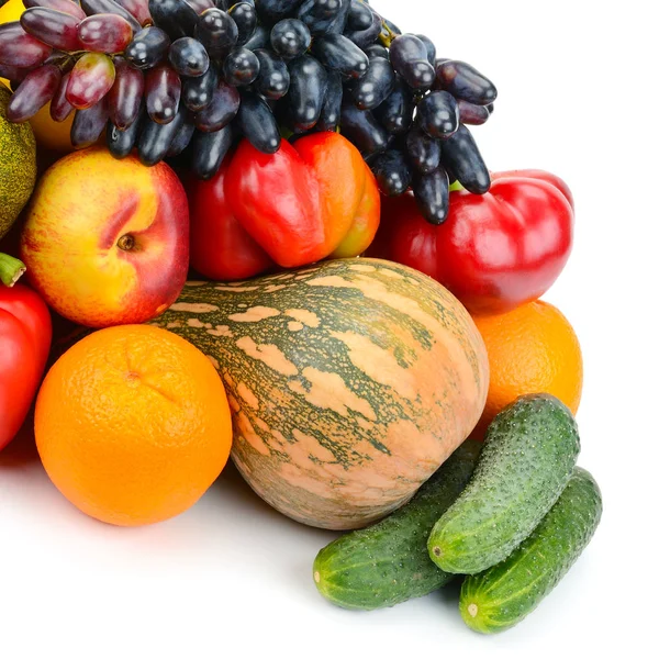 Fruits Légumes Isolés Sur Fond Blanc Aliments Sains — Photo