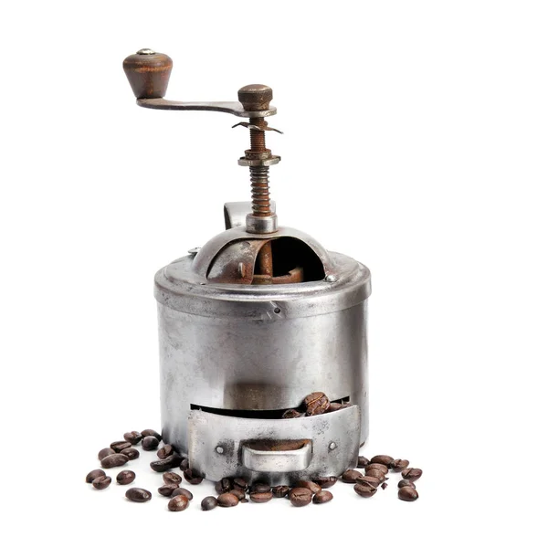 Vintage mão manual moedor de café moedor de café e bea café — Fotografia de Stock