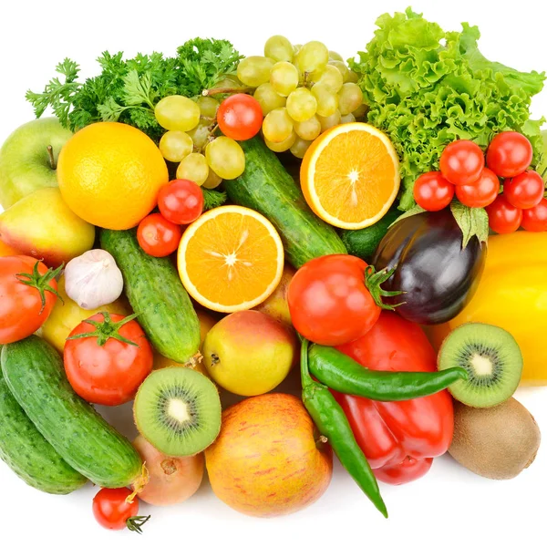 Fruits and vegetables isolated on a white background. Flat lay,t — Stock Photo, Image