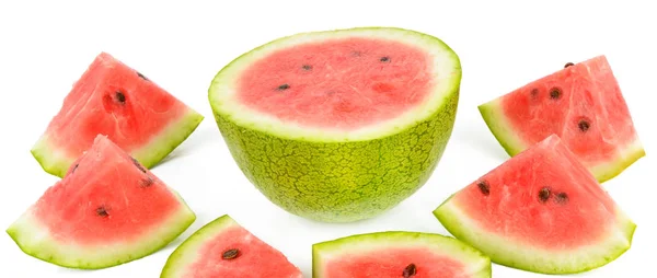 Appetizing watermelon isolated on a white background. Wide photo — Stock Photo, Image