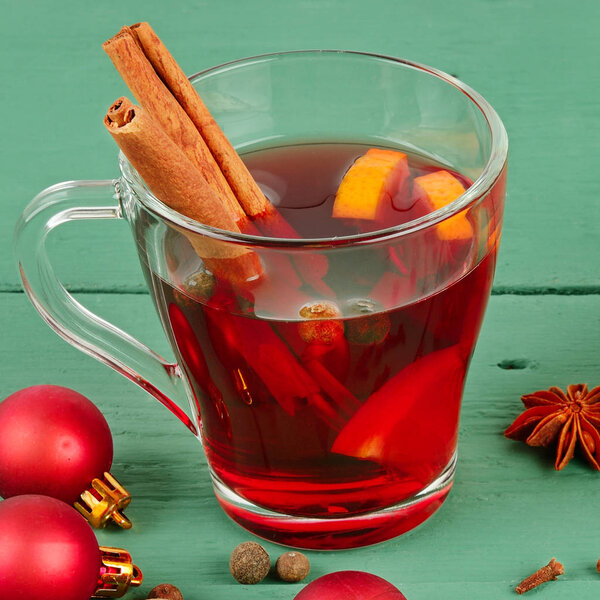 Mulled wine with sugar and spices.