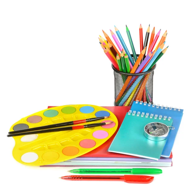 School and office supplies isolated on a white background. — Stok fotoğraf