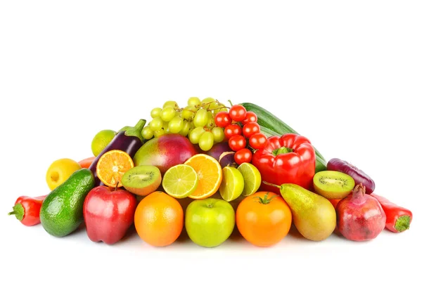 Ensemble Légumes Fruits Isolés Sur Fond Blanc — Photo