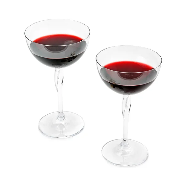 Rode Wijn Een Glazen Geïsoleerd Witte Achtergrond — Stockfoto