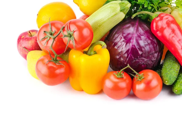 在白色背景下分离的水果和蔬菜 健康食品 — 图库照片