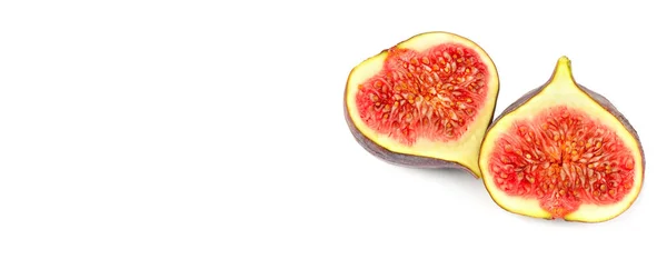 新鮮なイチジクの果実は白い背景に隔離されています 健康食品 テキストのための無料スペース 広い写真 — ストック写真