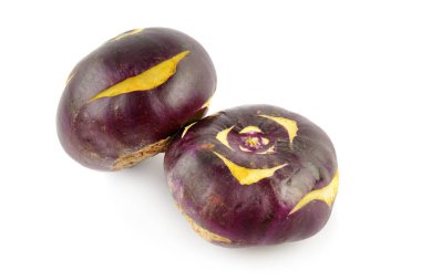 Lahana kohlrabi beyaz arka planda izole edilmiş..