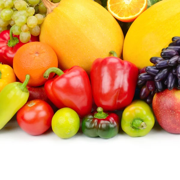 Conjunto Verduras Frutas Aisladas Sobre Fondo Blanco Espacio Libre Para — Foto de Stock