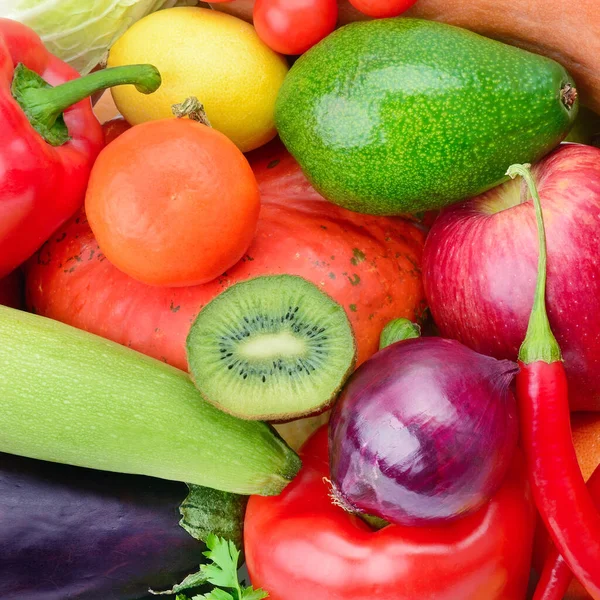 Jasné Pozadí Sbírky Ovoce Zeleniny — Stock fotografie
