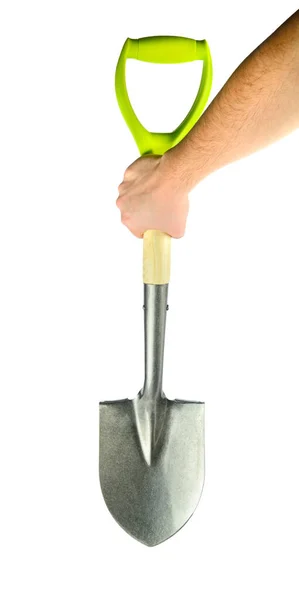 Gardening Shovel Men Hand Isolated White Background — Stock Photo, Image