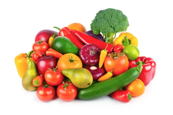 Sada Zeleniny Ovoce Izolované Bílém Pozadí — Stock fotografie