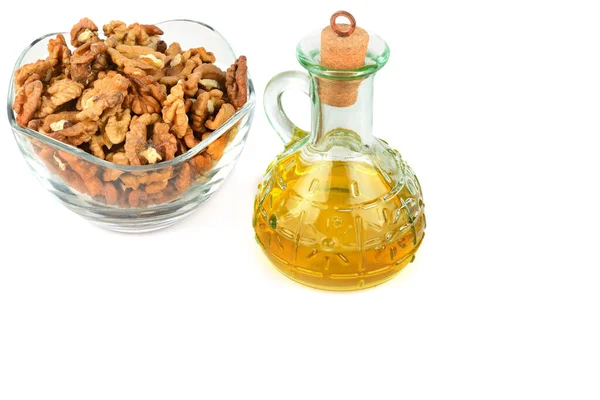 Olej Ořechy Plody Izolované Bílém Pozadí Jídlo Kosmetický Zdravý Produkt — Stock fotografie