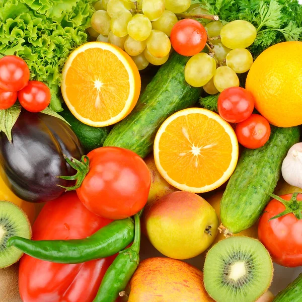 Bright Background Collection Fruits Vegetables — Stock Photo, Image