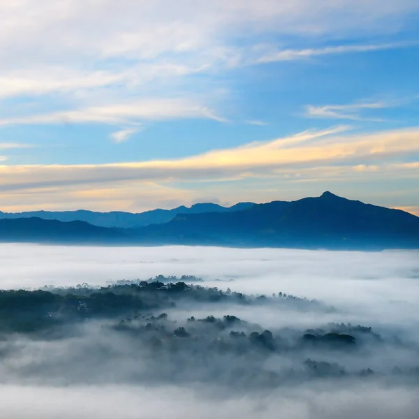 Salida Del Sol Las Montañas Niebla Nube Montaña Valle Paisaje —  Fotos de Stock