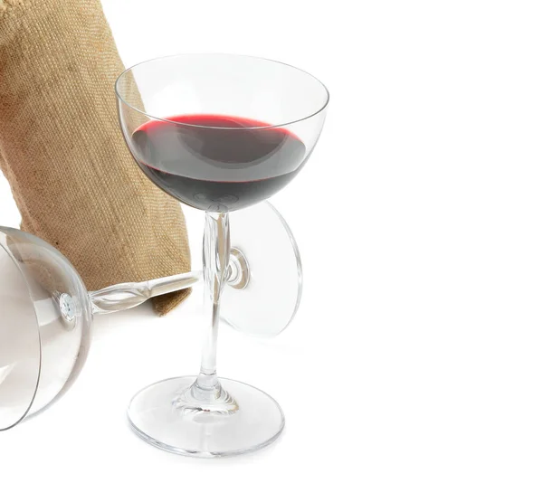 Bicchiere Vino Rosso Isolato Fondo Bianco Spazio Libero Testo — Foto Stock