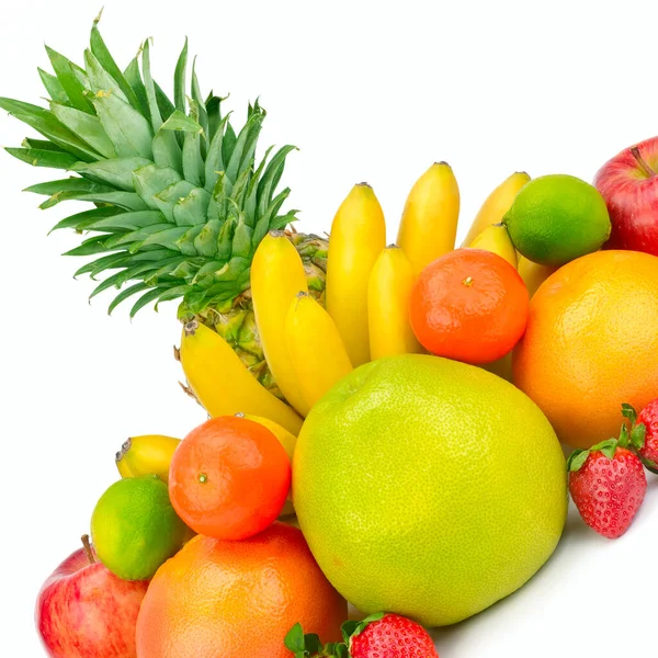 Fehér Alapon Izolált Gyümölcsök Egészséges Élelmiszer — Stock Fotó