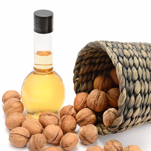 Walnut Oil Nuts Isolated White Background — Stock Photo, Image