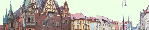 Panorama do velho mercado Wroclaw — Fotografia de Stock