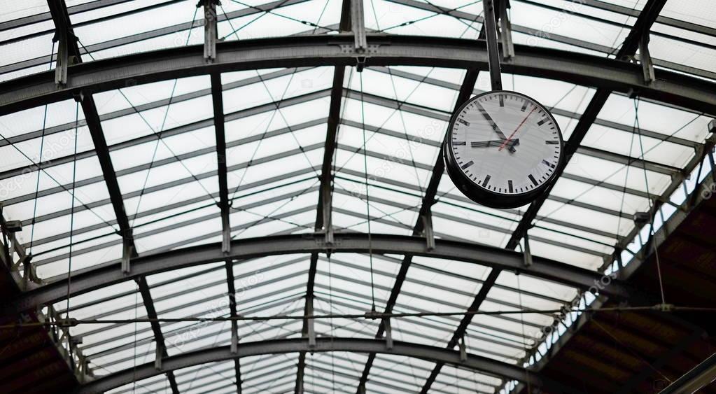 Train station cover and clock