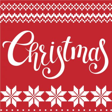 Kış tatil tebrik kartı tasarımı örgü yün ile. Kar tanesi Norveç, Danimarka kazak tarzı örgü. Mavi ve beyaz oyma. Noel ve yeni yıl vektör çizim için davet, yazdırma.