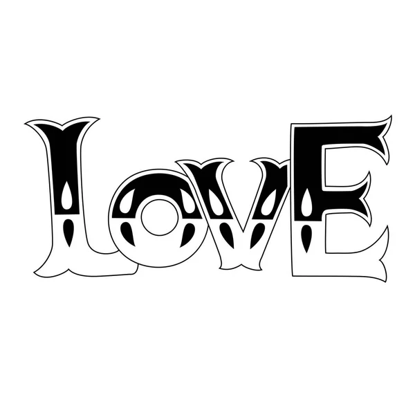 Mano Esbozada Texto Amor Como Logotipo Del Día San Valentín — Vector de stock