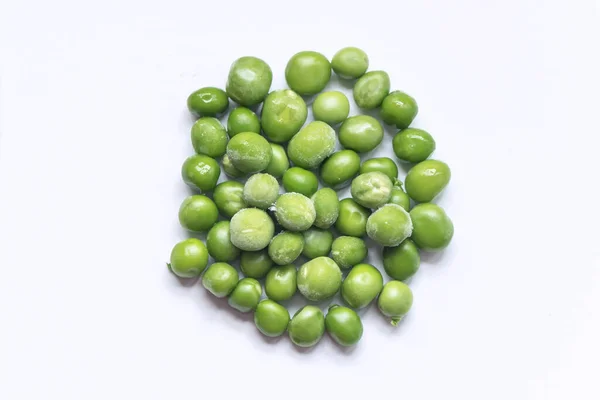 Group Green Peas White Background Isolated Vantage Point Photography — Stock Photo, Image