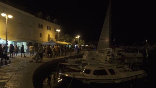 Supetar Croatia August 2017 Marina Promenade Supetar Island Brac Boats — Stock Video