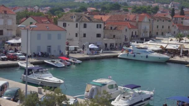 Supetar Croatia Августа 2017 Supetar Island Brac Вид Парома Редакционное — стоковое видео