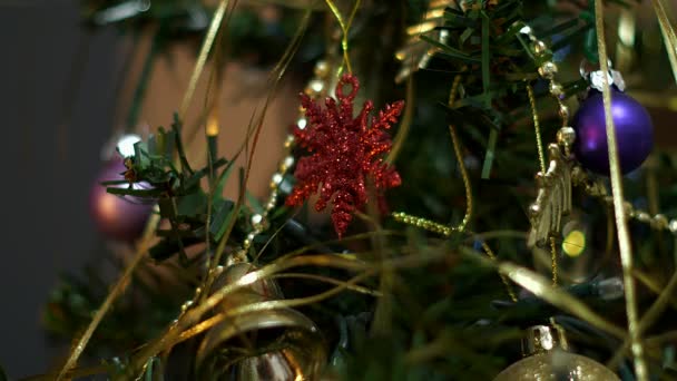 Luci Decorazioni Dell Albero Natale Dicembre — Video Stock