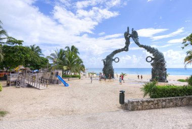 Playa del Carmen beachfront and playground clipart