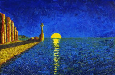 Deniz kıyısında deniz feneri.