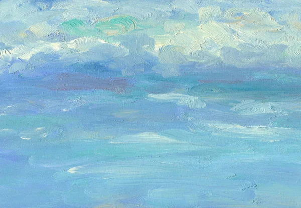 Stora penseldrag av oljemålning textur. Sea-sky — Stockfoto