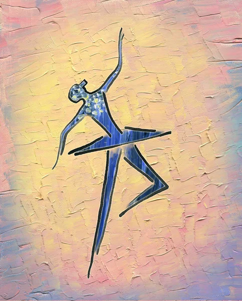 Tanzende Ballerina. Tuschezeichnung und Ölmalerei. — Stockfoto