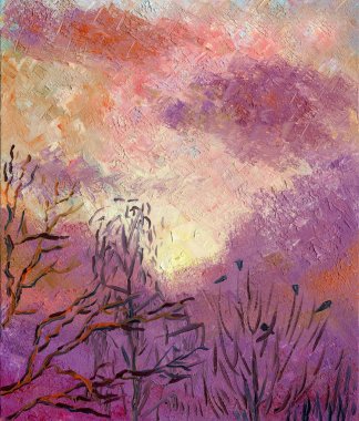 Bahar gökyüzü bulutlu gün batımında