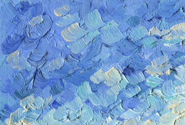 Textura áspera de pinceladas grandes. Céu azul com nuvens . — Fotografia de Stock