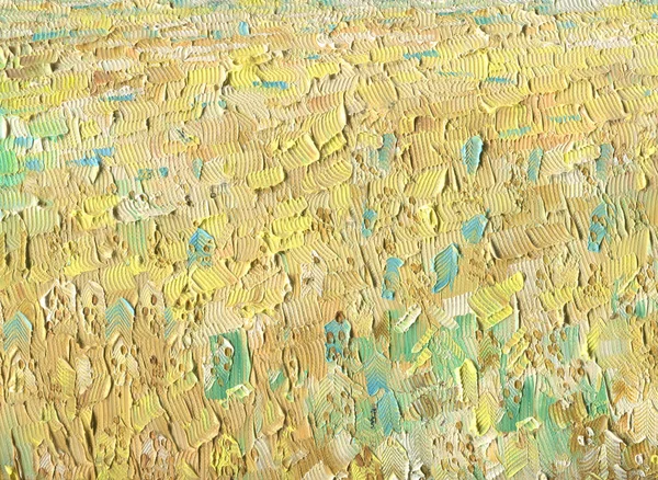 キャンバス油彩画。燕麦の畑 — ストック写真