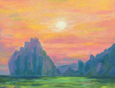 Güzel deniz manzarası. Günbatımı denize