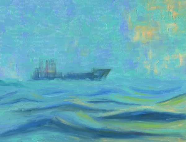 Cargo ship floating on the sea.