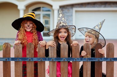 Halloween witches in hats clipart