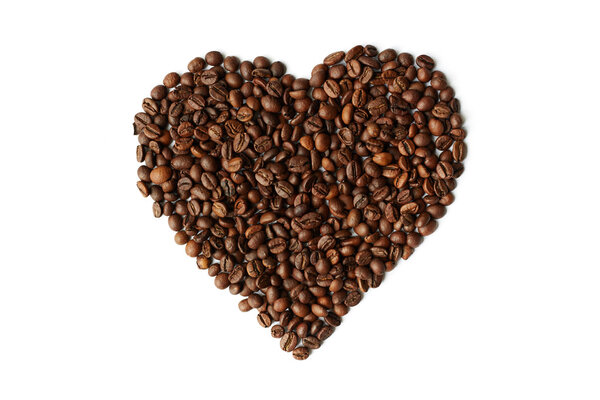 Coffee beans in shape of heart 