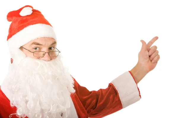 Santa claus pointing on copy space — Stock Photo, Image