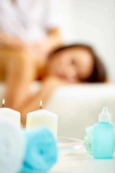 Candele profumate e oli per massaggi — Foto Stock