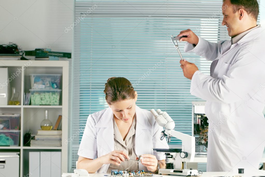 professional scientists working at the laboratory  