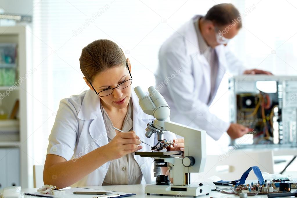 Professional scientists working at the laboratory 