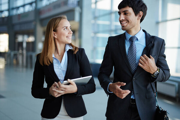 Employees interacting after work 