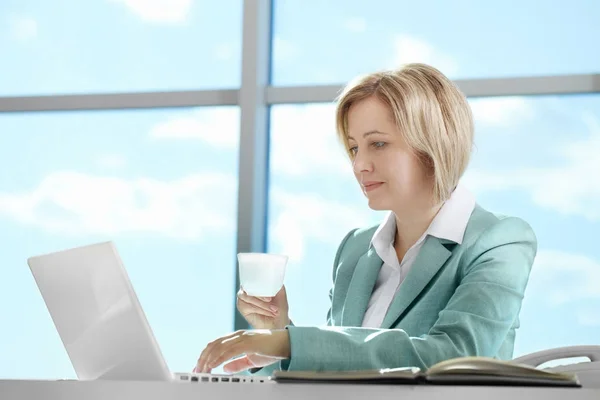 Geschäftsfrau arbeitet am Laptop — Stockfoto