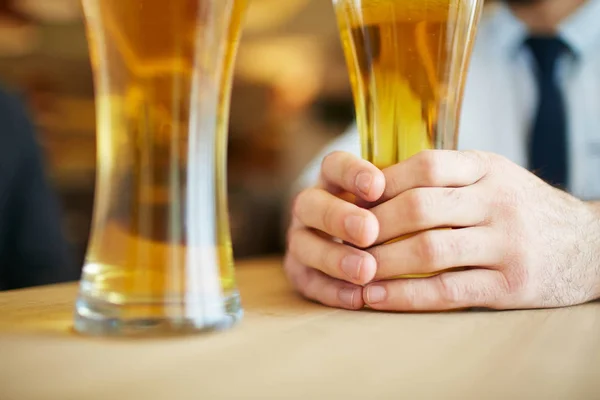 Fresh cold beer after work — Stock Photo, Image