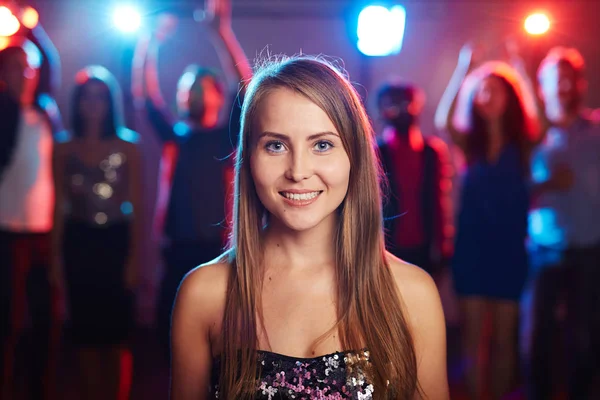 Girl with long hair at party — Stock Photo, Image